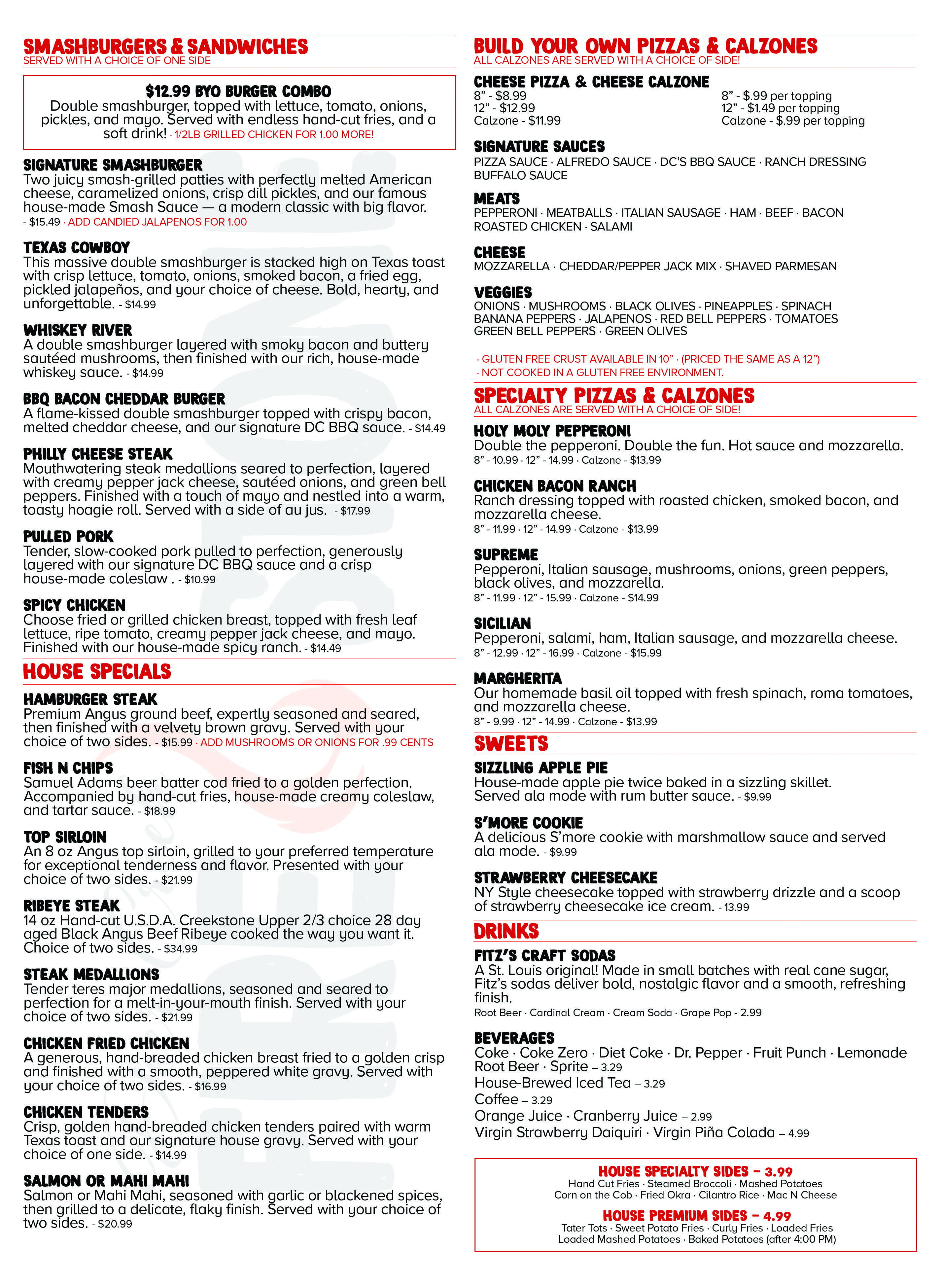 Deer Creek Menu